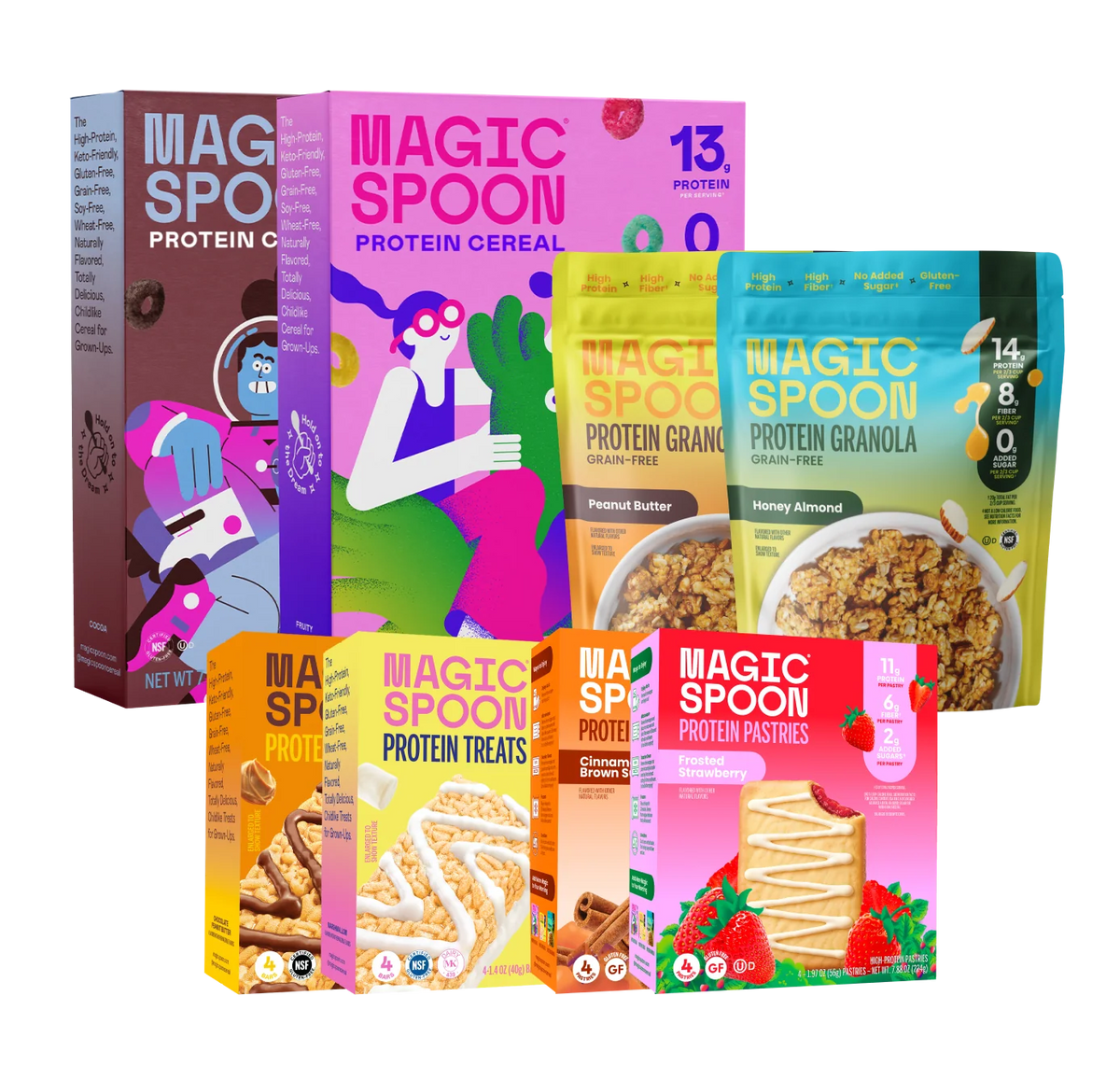 Hall of Fame Pack - 2 boxes of Cereal, 2 boxes of Treats, 2 bags of Granola, 2 boxes of Pastries